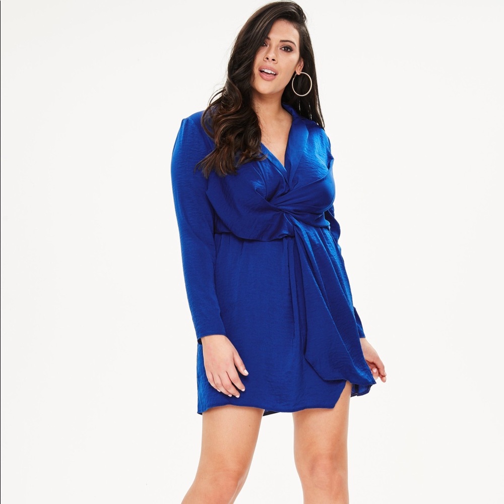 Missguided satin faux wrap dress